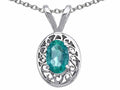 Tommaso Design Oval Genuine Emerald Pendant Necklace
