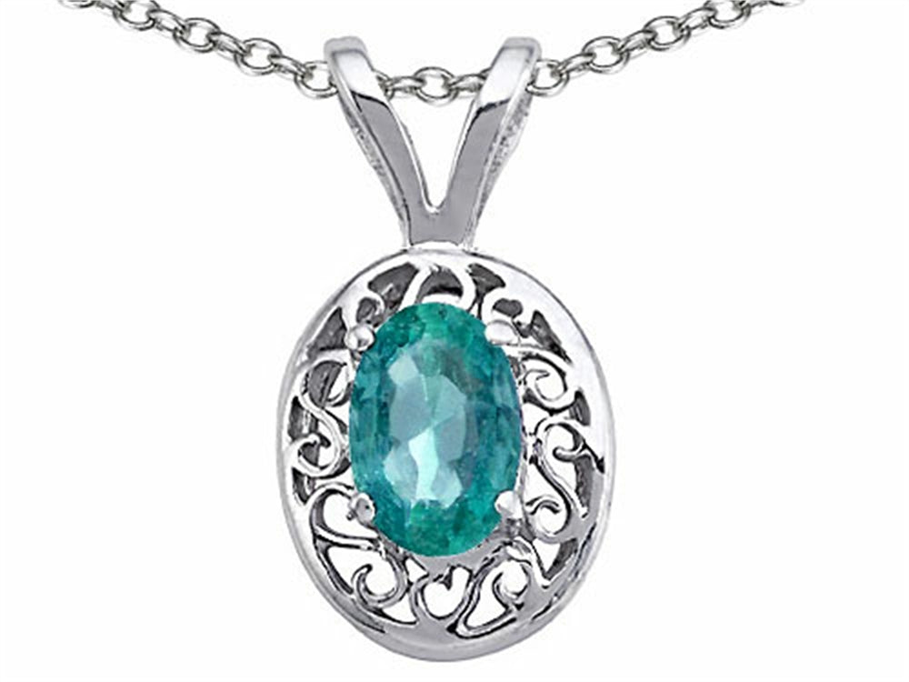 Tommaso Design Oval Genuine Emerald Pendant Necklace