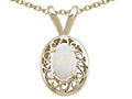 Tommaso Design Oval 5x3mm Genuine Opal Pendant Necklace