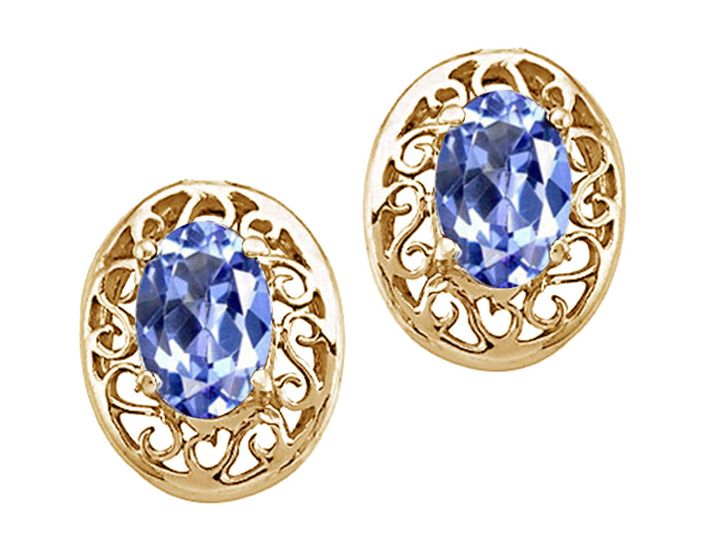 Tommaso Design Oval 6x4 mm Genuine Tanzanite Earrings