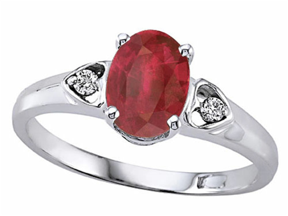Tommaso Design Genuine Oval Ruby and Diamond Ring