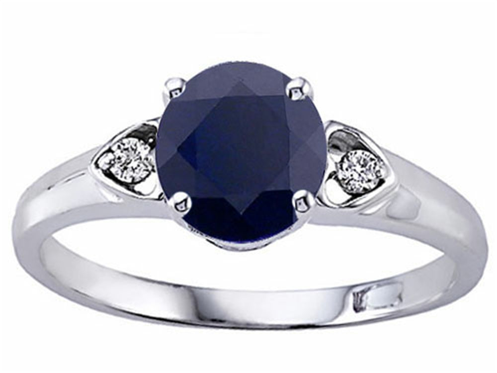Tommaso Design Round 7mm Genuine Black Sapphire Ring