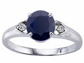 Tommaso Design Round 7mm Genuine Black Sapphire Ring