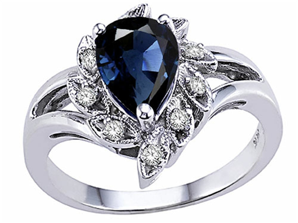 Tommaso Design Pear Shape 8x6mm Genuine Sapphire Ring