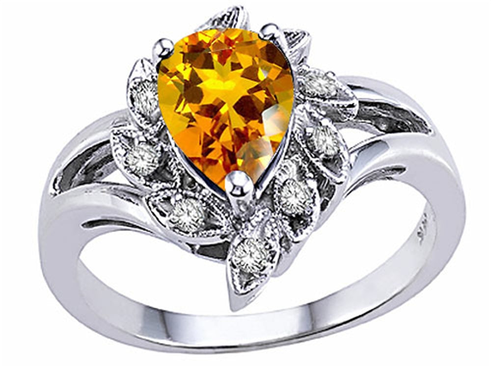 Tommaso Design Pear Shape 8x6mm Genuine Citrine Ring