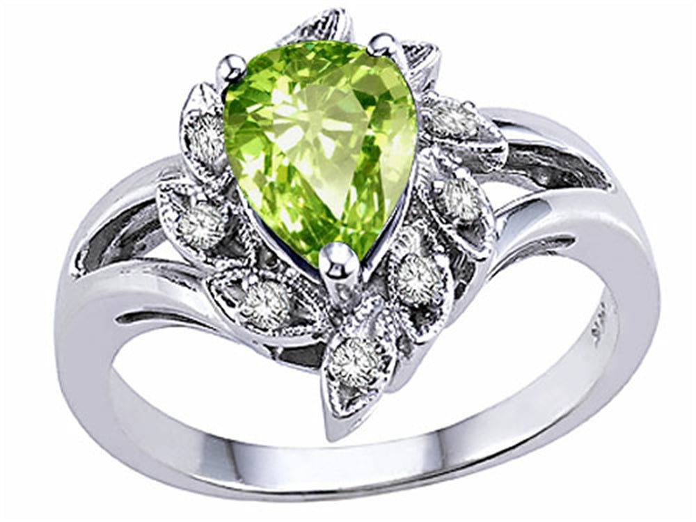 Tommaso Design Pear Shape 8x6mm Genuine Peridot Ring