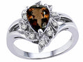 Tommaso Design Pear Shape 8x6mm Genuine Smoky Quartz Ring