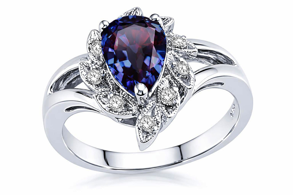 Star K Pear Shape 8x6mm Simulated Alexandrite Ring