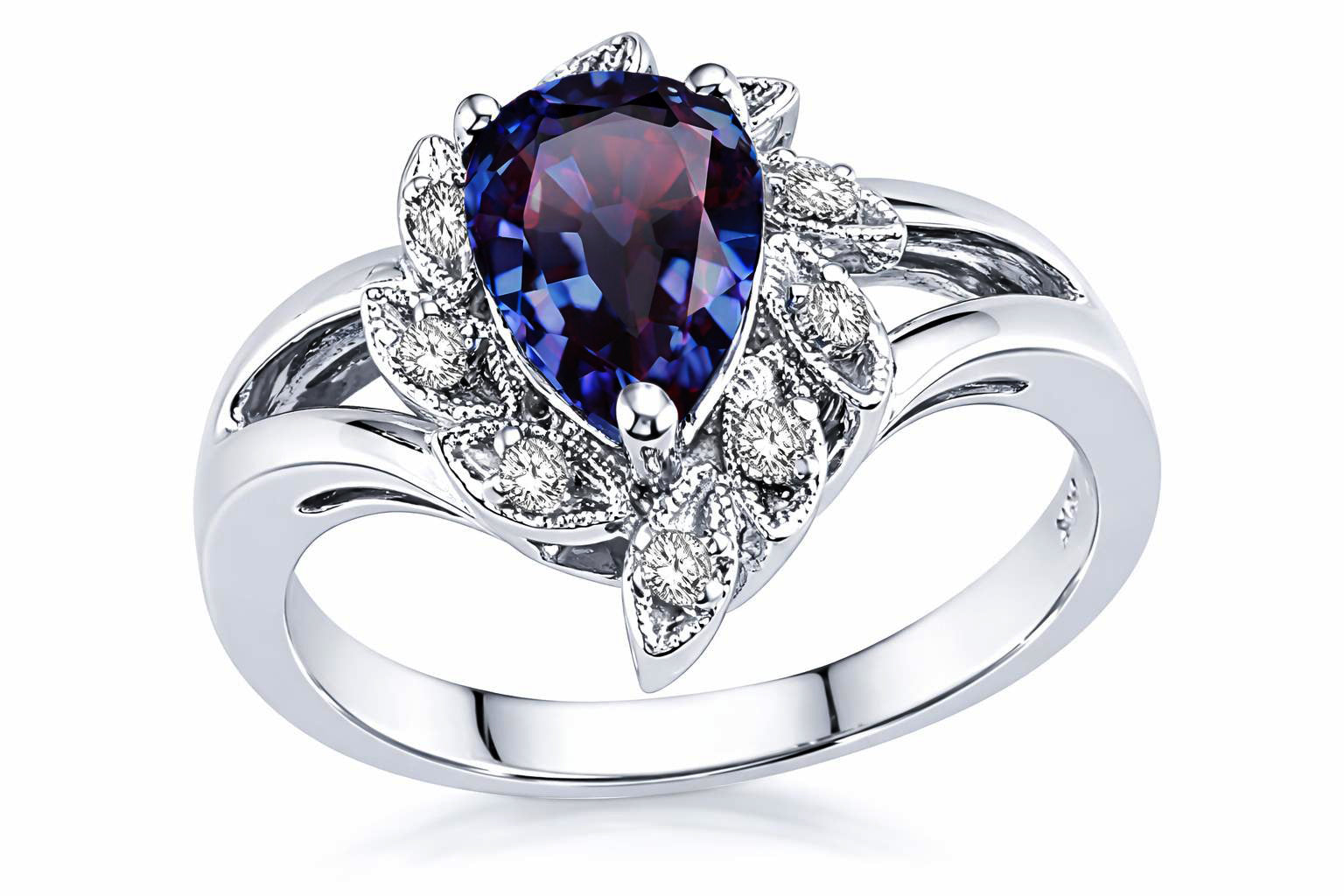Star K Pear Shape 8x6mm Simulated Alexandrite Ring
