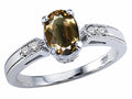 Tommaso Design Oval 7x5mm Genuine Smoky Quartz Ring