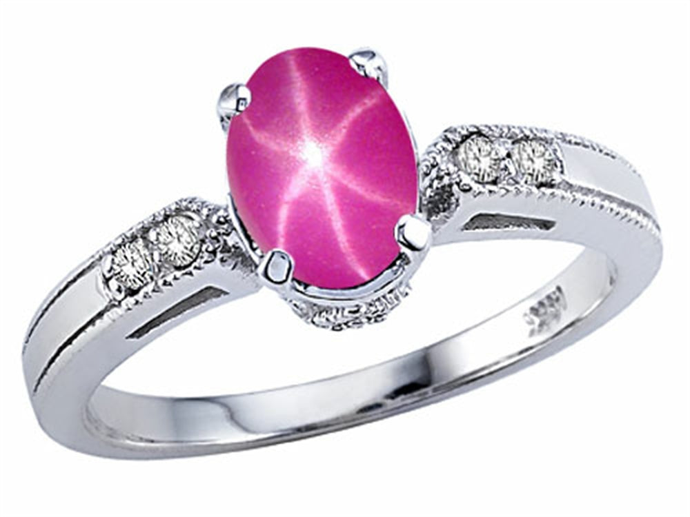 Tommaso Design Oval 7x5mm Created Star Ruby Ring