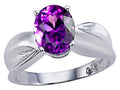 Tommaso Design Oval 9x7mm Genuine Amethyst Ring