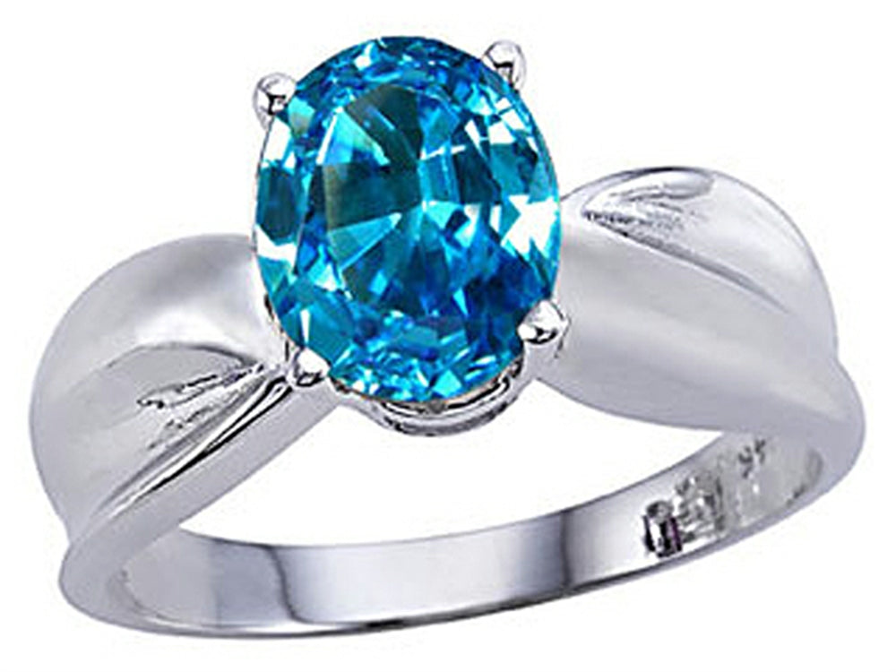 Tommaso Design Oval 9x7mm Genuine Blue Topaz Ring