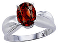Tommaso Design 9x7mm Oval Genuine Garnet Ring