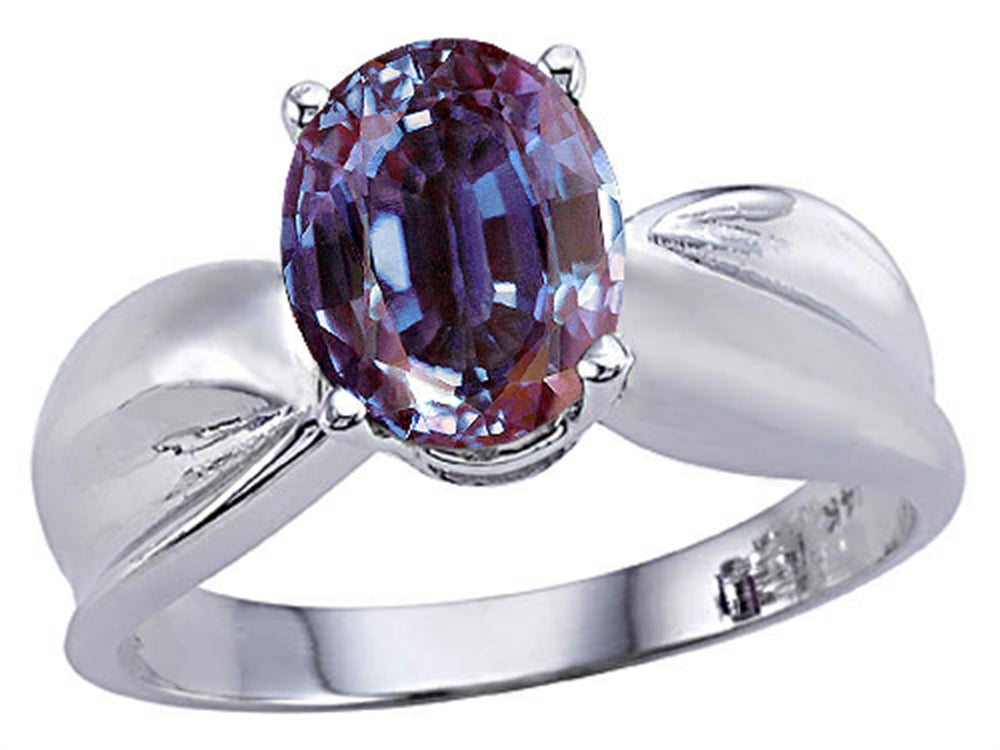 Tommaso Design 9x7mm Oval Simulated Alexandrite Ring