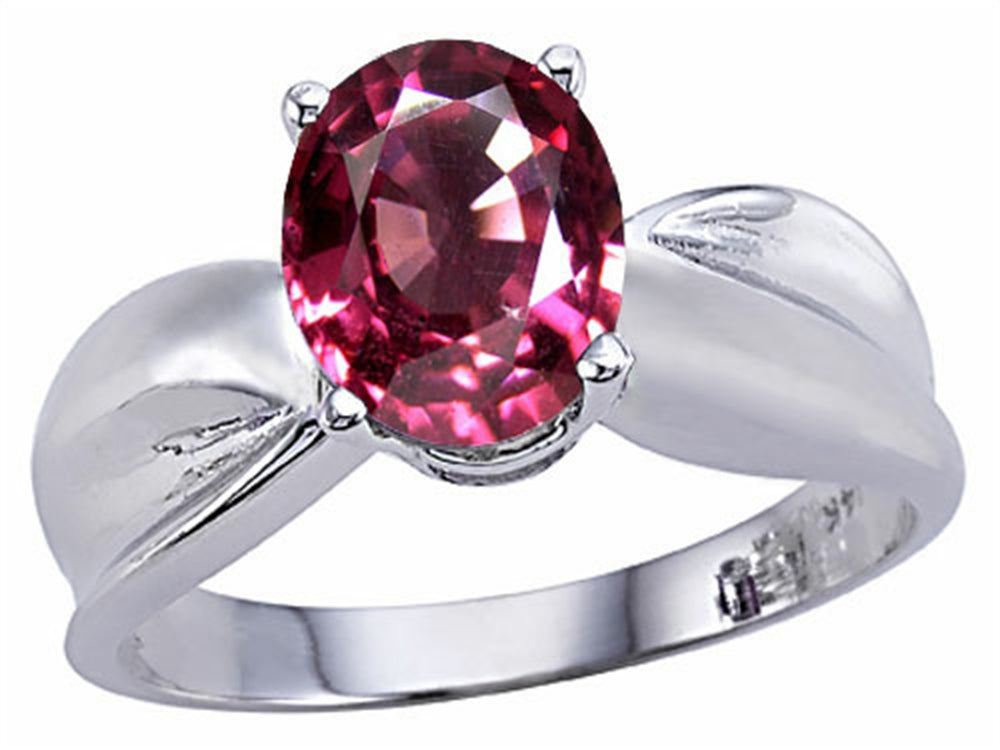 Tommaso Design Oval 9x7mm Simulated Pink Tourmaline Ring