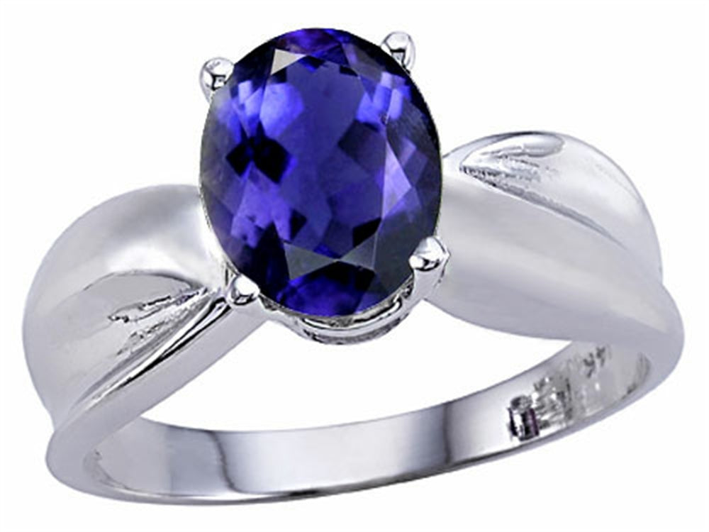 Tommaso Design Oval 9x7mm Genuine Iolite Ring