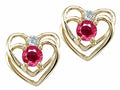Tommaso Design Genuine Ruby and Diamond Heart Earrings