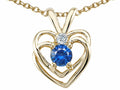 Tommaso Design Round 4mm Genuine Sapphire Heart Pendant Necklace