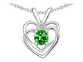 Tommaso Design Round Simulated Emerald Heart Pendant Necklace