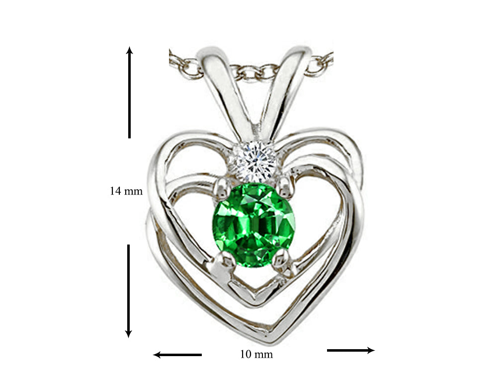 Star K Round Simulated Emerald Heart Pendant Necklace