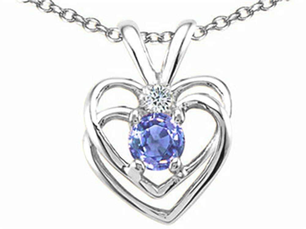 Tommaso Design™ Round 4mm Genuine Tanzanite Heart Pendant Necklace