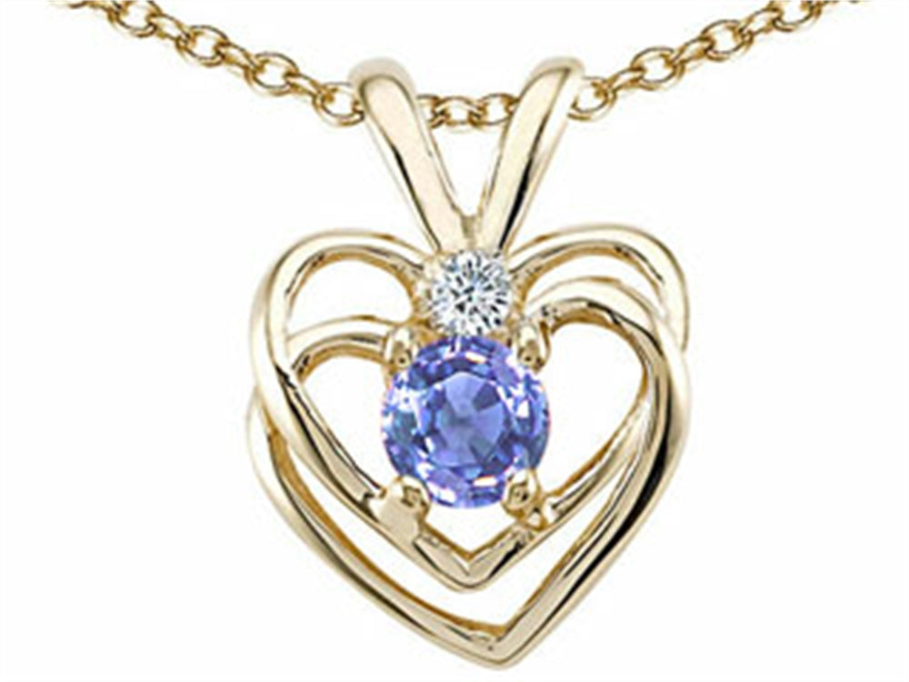 Tommaso Design™ Round 4mm Genuine Tanzanite Heart Pendant Necklace