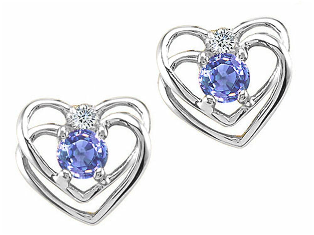 Tommaso Design™ Round 4mm Genuine Tanzanite Heart Earrings