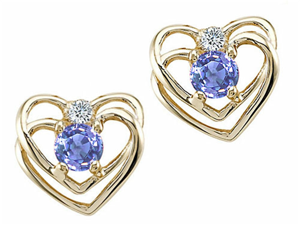 Tommaso Design Round 4mm Genuine Tanzanite Heart Earrings