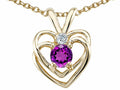 Tommaso Design Round 4mm Genuine Amethyst Heart Pendant Necklace