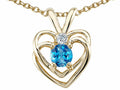 Tommaso Design Round 4mm Genuine Blue Topaz Heart Pendant Necklace