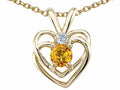 Tommaso Design Round 4mm Genuine Citrine Heart Pendant Necklace