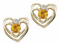 Tommaso Design Round 4mm Genuine Citrine Heart Earrings