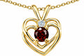 Tommaso Design Round 4mm Genuine Garnet Heart Pendant Necklace