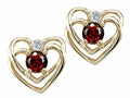 Tommaso Design Round 4mm Genuine Garnet Heart Earrings