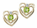 Tommaso Design Round 4mm Genuine Peridot Heart Earrings