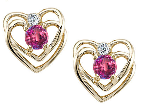 Tommaso Design Round 4mm Simulated Alexandrite Heart Earrings