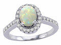 Tommaso Design Genuine Opal and Diamond Ring