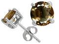 Tommaso Design Round 7mm Genuine Smoky Quartz Earrings Studs