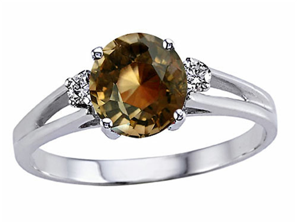 Tommaso Design Round 7mm Genuine Smoky Quartz Ring