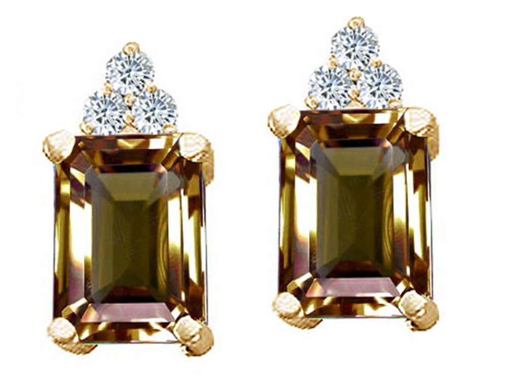 Tommaso Design™ Emerald Cut 8x6 mm Genuine Smoky Quartz Earrings