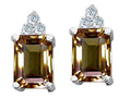Tommaso Design Emerald Cut 8x6 mm Genuine Smoky Quartz Earrings
