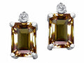 Tommaso Design Emerald Cut 8x6mm Genuine Smoky Quartz Earrings