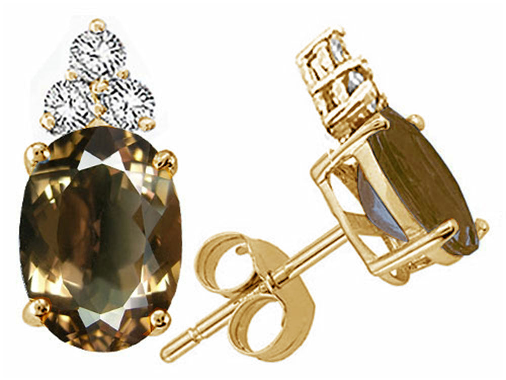 Tommaso Design™ Oval 8x6mm Genuine Smoky Quartz Earrings