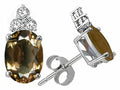 Tommaso Design Oval 8x6mm Genuine Smoky Quartz Earrings