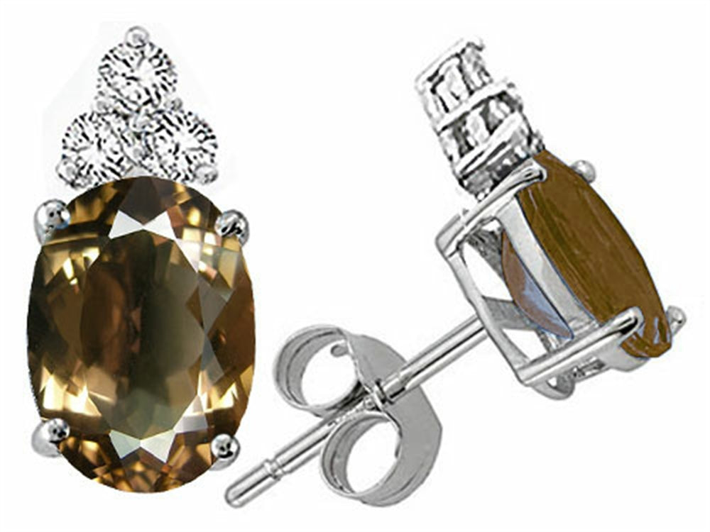 Tommaso Design™ Oval 8x6mm Genuine Smoky Quartz Earrings
