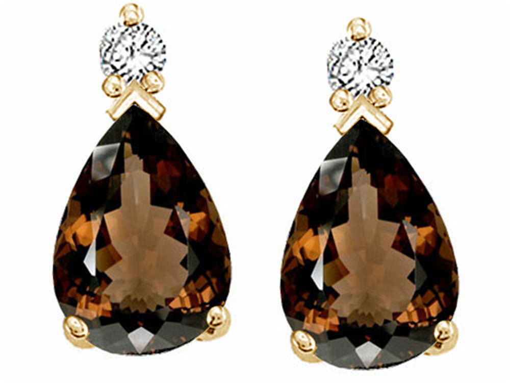 Tommaso Design™ Pear Shape 8x6mm Genuine Smoky Quartz Earrings