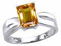 Tommaso Design Emerald Cut 8x6 mm Genuine Citrine Ring