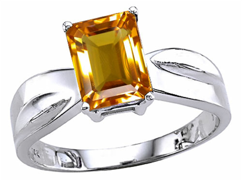 Tommaso Design Emerald Cut 8x6 mm Genuine Citrine Ring