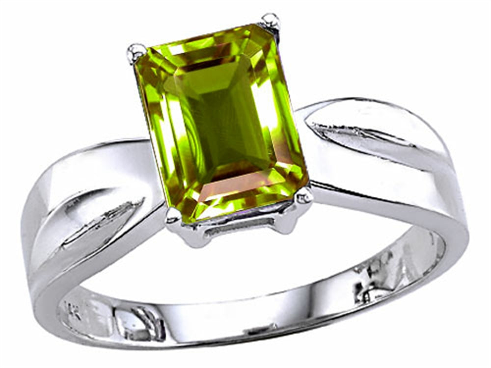 Tommaso Design Emerald Cut 8x6 mm Genuine Peridot Ring